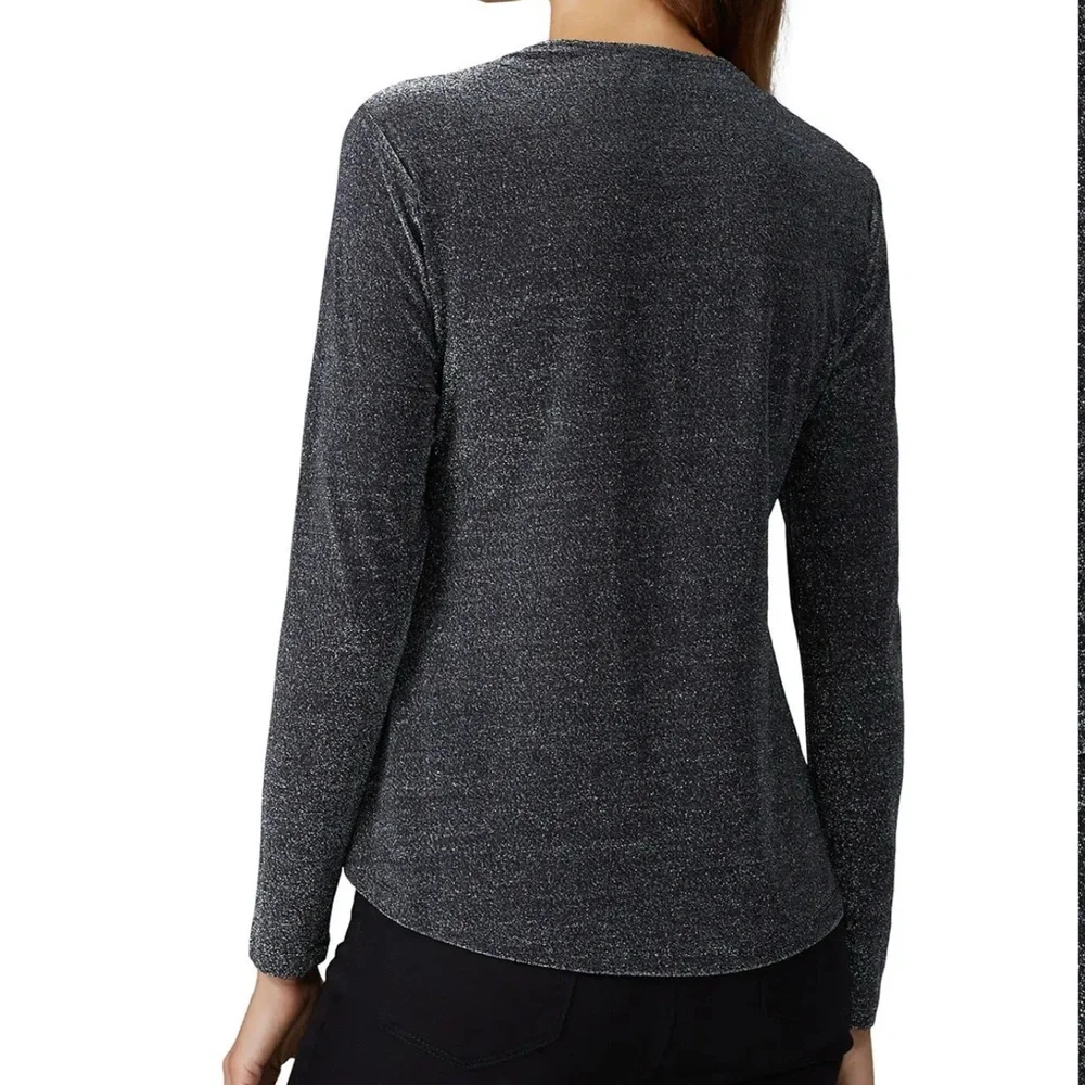 Heartloom Sonora Top Shimmering Metallic Black Twist Front Blouse - Picture 2 of 5